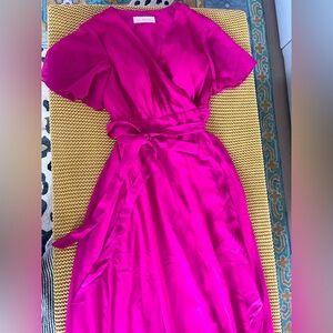 Elegant Fuchsia Wrap Dress